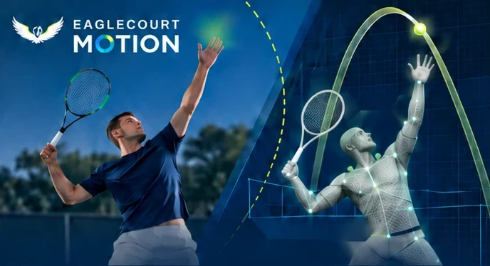 A tennis serve beside its 3D body
